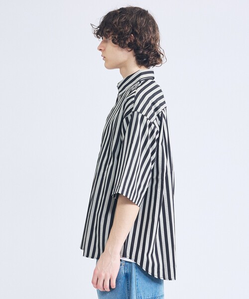 ABAHOUSE（アバハウス） シャツ サッカーストライプ スキッパーシャツ