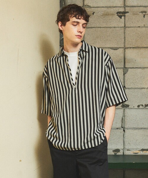 alvana 黒 半袖シャツ スキッパーシャツ alvana 黒 半袖シャツ スキッパーシャツ