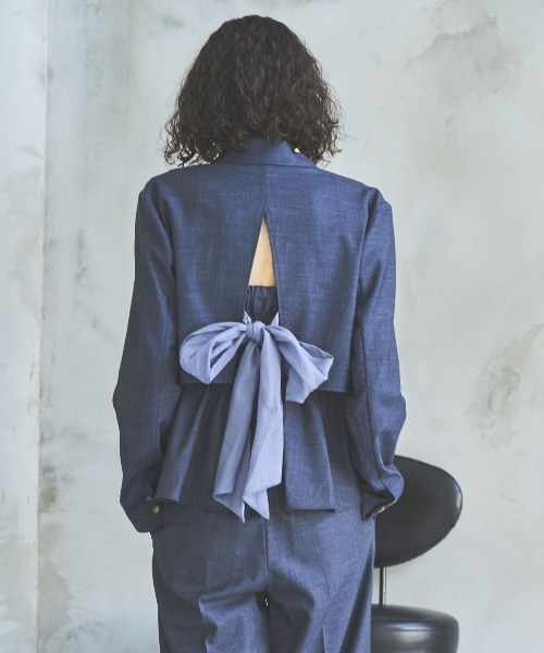 AND COUTURE ジャケット テーラードジャケット シャンブレー