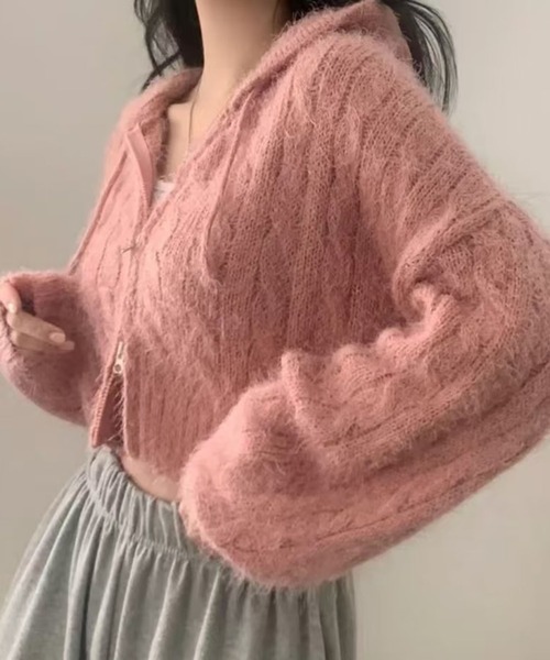 leune（ルネ） ベスト ジレ ダブルジップアップショートニットパーカー