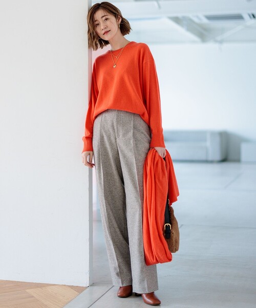 23区（ニジュウサンク） パンツ シルクネップヘリンボーン ワイド