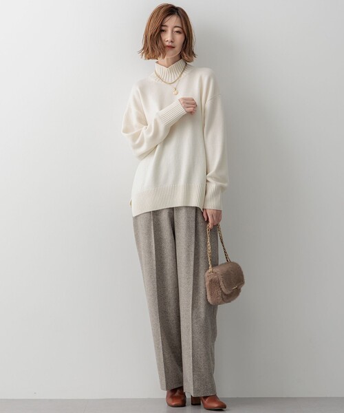 23区（ニジュウサンク） パンツ シルクネップヘリンボーン ワイド