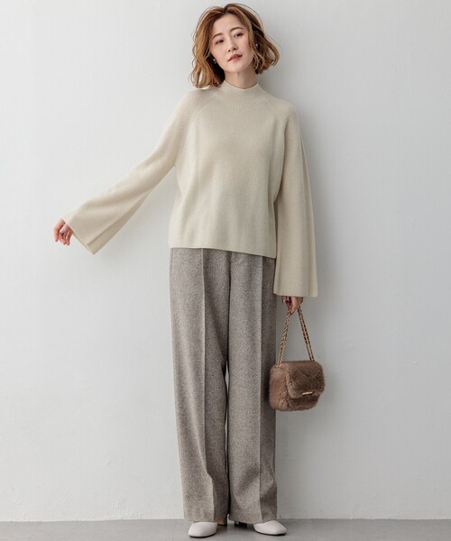 23区 ニジュウサンク ワイド ガウチョ パンツ シルクネップヘリンボーン 23区 ニジュウサンク ワイド ガウチョ パンツ シルクネップ