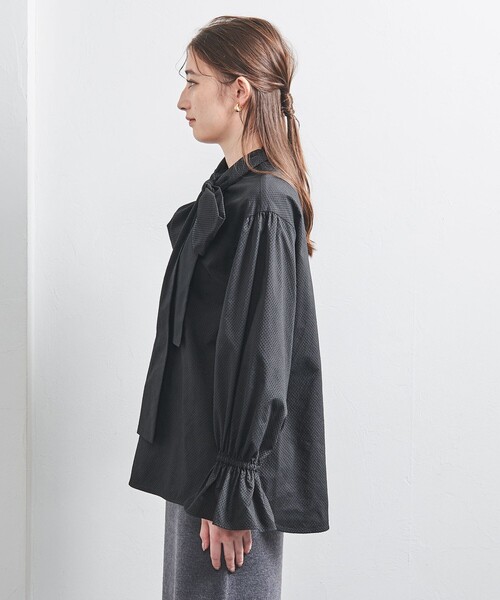 UNITED ARROWS ドットドビーブラウス ブラック リボン ボウタイ UNITED ARROWS ドットドビーブラウス ブラック リボン ボウタイ