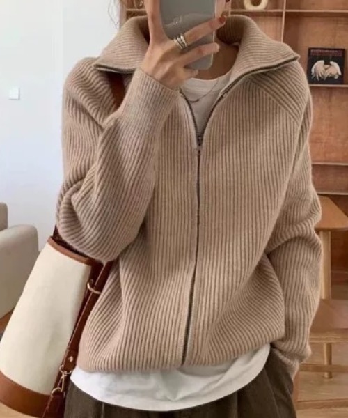 COO+i（クーイ） ニット セーター ダブルジップハイネックニット