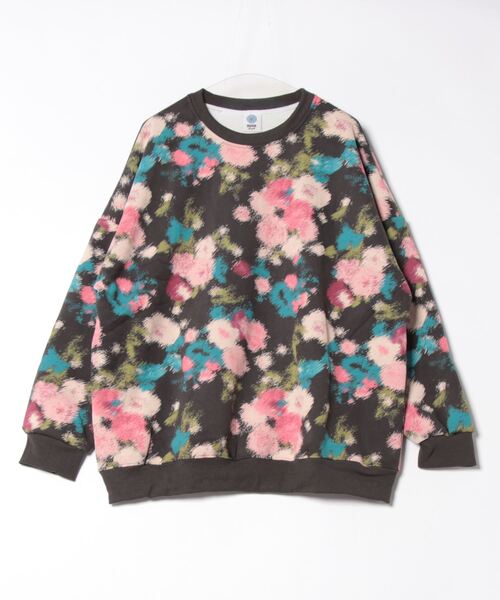 トレーナー スウェット 「HOOK」for　girls 花柄プリントスウェット　裏フリース レディース トレーナー スウェット 「HOOK」for girls 花柄プリント