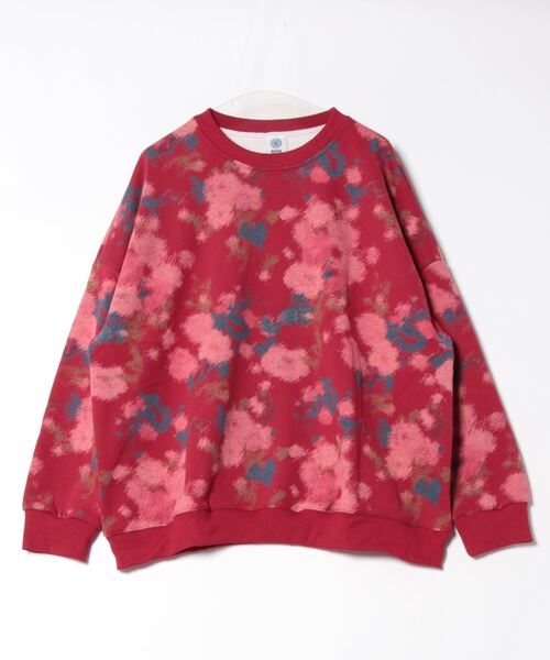 トレーナー スウェット 「HOOK」for　girls 花柄プリントスウェット　裏フリース レディース トレーナー スウェット 「HOOK」for girls 絵画調花柄プリント