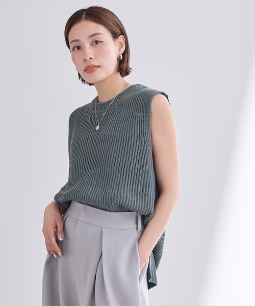 URU ウル ニットベスト 2019SS グレー ur's（ユアーズ） ベスト ジレ ローゲージニットベスト レディース