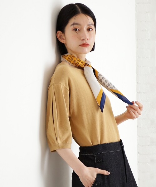 THE SHOP TK ニット セーター 「接触冷感/体型カバー」袖タック6分袖