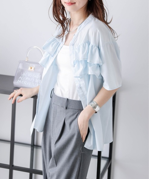 ブラウス シャツ 「BLANC」シアーティアードフリルブラウス レディース BLANC】シアーティアードフリルブラウス | NATURAL BEAUTY BASIC
