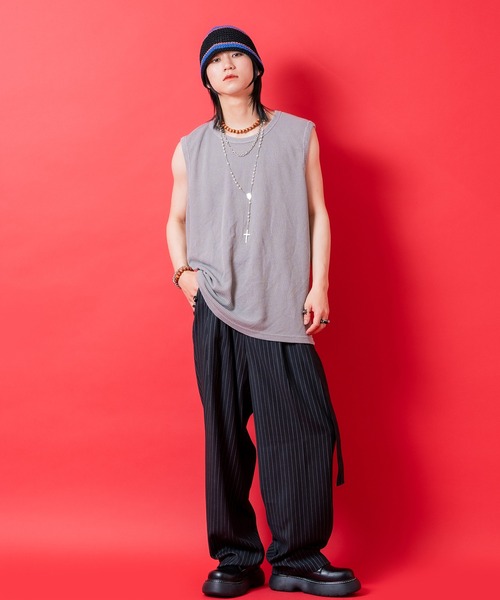 タンクトップ a.p.o.v. ピグメントフェードワッフルオーバーサイズ