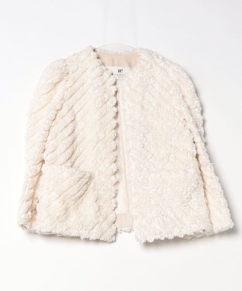 ROPE ツイード　ジャケット　コート　オフホワイト el conductorH - MIXED TWEED BONDAGE NO COLLAR JKT (IVORY