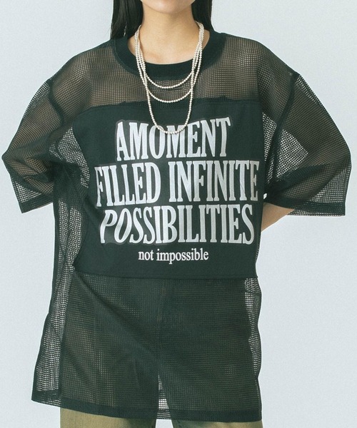 tシャツ (OKIRAKU x ROSE BUD)MESH RIC PRINT TOP レディース