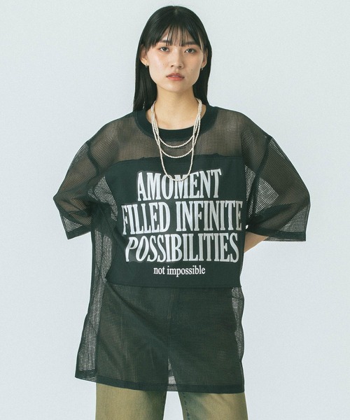 OKIRAKU（オキラク） tシャツ (OKIRAKU x ROSE BUD)MESH METARIC PRINT
