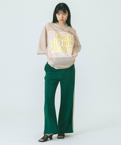 tシャツ (OKIRAKU x ROSE BUD)MESH RIC PRINT TOP レディース OKIRAKU tシャツ (OKIRAKU x ROSE BUD)MESH METARIC PRINT TOP