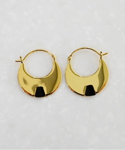 sowi ピアス SV オニキス プレートフープピアス レディース : ZOZOTOWN