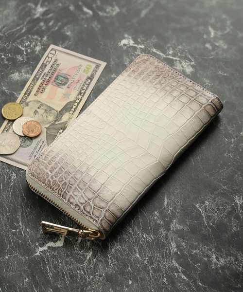 長財布 財布 ヒマラヤクロコダイル 一枚革 センター取り ラウンドファスナー 長財布 レディース メンズの画像