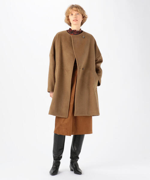 新品タグ付き トゥモローランド　Ballsey ノーカラーコート　ベージュ TOMORROWLAND（トゥモローランド） 「BALLSEY」ノーカラーコート 36