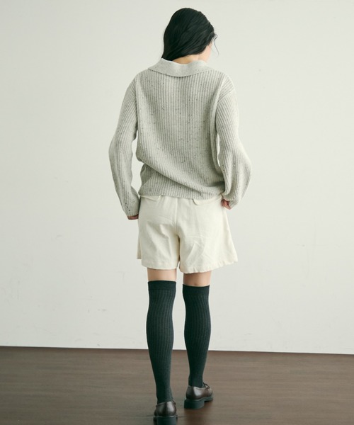 Trish（トリッシュ） ニット セーター ネップ糸フロントホック衿付き