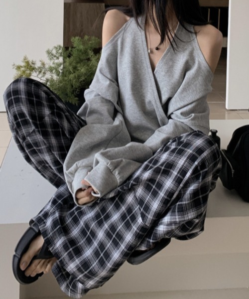 トレーナー スウェット カシュクールオフショルルーズトレーナー レディース deux amour トレーナー スウェット カシュクールオフショル