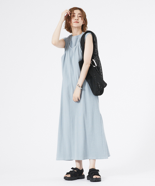 「abahouse mavie」 ノースリーブワンピース 36 サックスブルー レディース_画像2