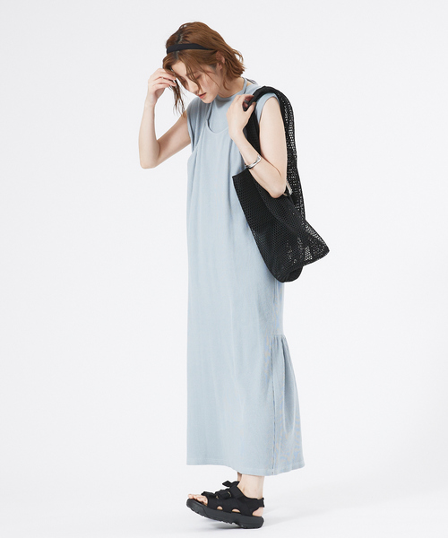 「abahouse mavie」 ノースリーブワンピース 36 サックスブルー レディース_画像3