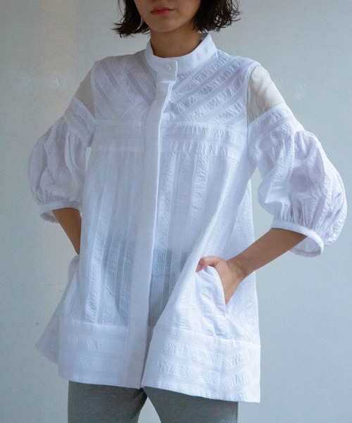 「AVIE」 7分袖ブラウス 38 オフホワイト レディース_画像6