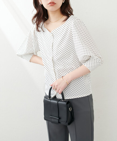 「natural couture」 7分袖ブラウス FREE ネイビー レディース_画像3