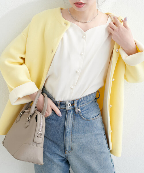 「natural couture」 7分袖ブラウス FREE ネイビー レディース_画像8