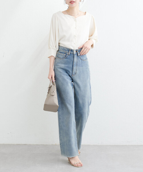 「natural couture」 7分袖ブラウス FREE ネイビー レディース_画像9