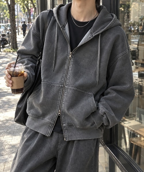 CIYOT パーカー 「CIYOT」ヴィンテージ加工ケミカルウォッシュ ダブル