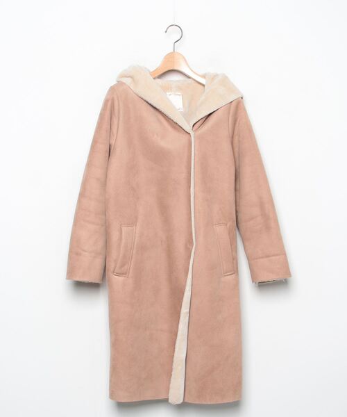 URBAN RESEARCH フード付きベージュロングコート URBAN RESEARCH（アーバンリサーチ）の「オーバーフードコート（その他