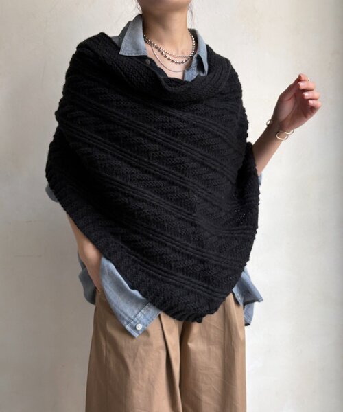 ♡リラ♡★オーダー★三角ストール　黒色 DouDou（ドゥドゥ） ストール マフラー 三角ストール レディース