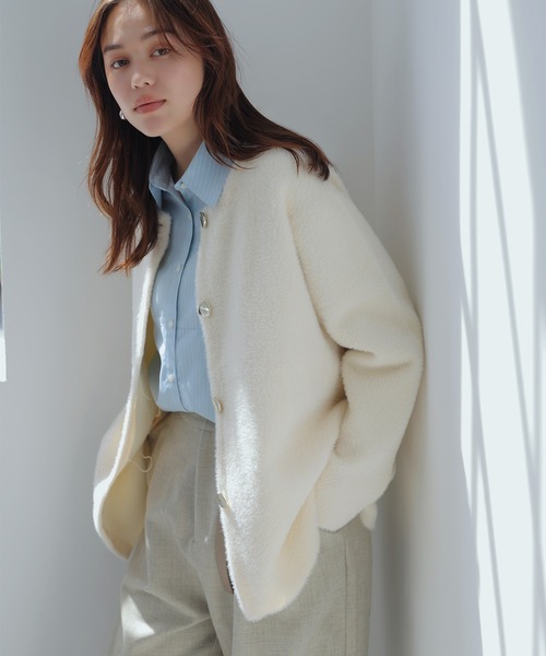 VIS（ビス） ジャケット ノーカラージャケット 接結メタルボタンミニ