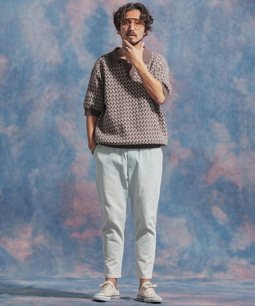 「Jih Nunc」 半袖ニット M ブラウン メンズ_画像8