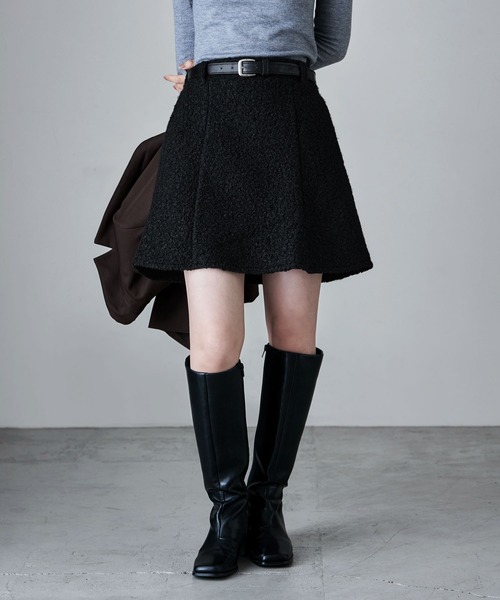 etoll.（エトル） スカート ループツイードミニフレアスカート
