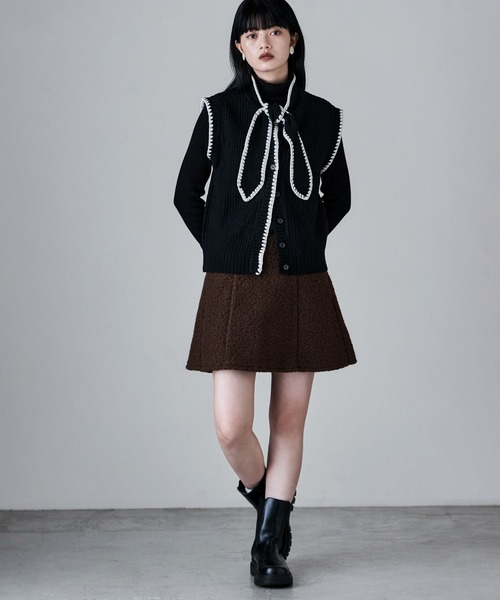 etoll.（エトル） スカート ループツイードミニフレアスカート