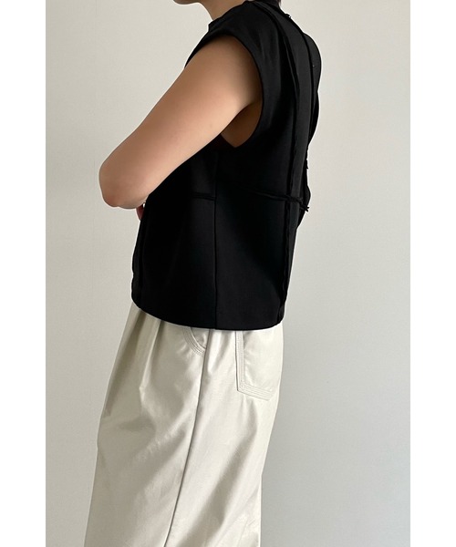 「LA PEAU DE GEM」 ノースリーブトップス FREE ブラック レディース_画像4