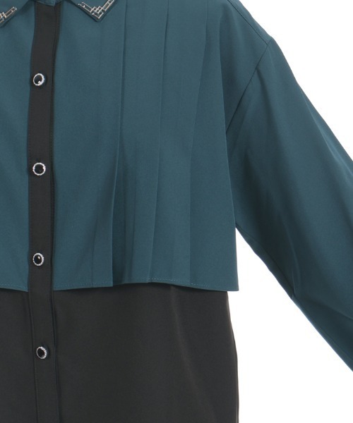 axes femme（アクシーズ ファム） ブラウス シャツ 金具付バイカラー