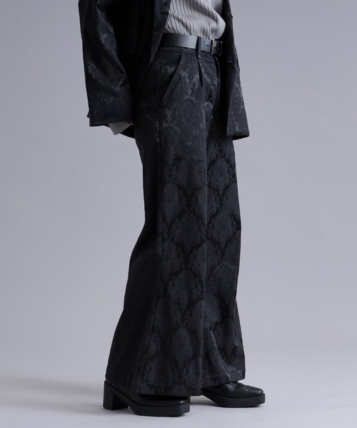 Ellno Loset スラックス ジャガードセミワイドフレアパンツ/SETUP対応