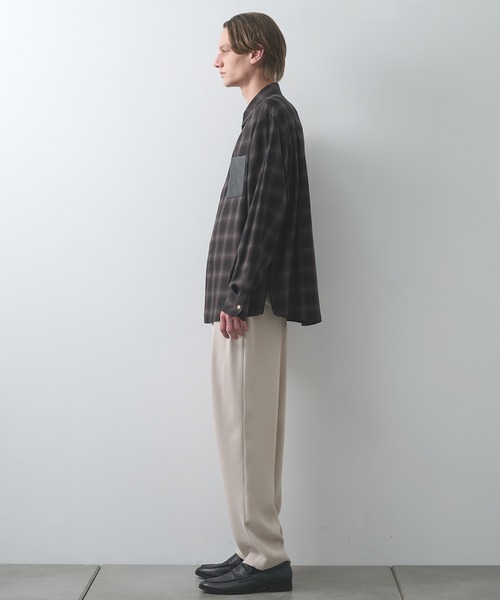 シャツ 「CULLNI」別注 Leather Pocket Check L/S Shirts メンズ