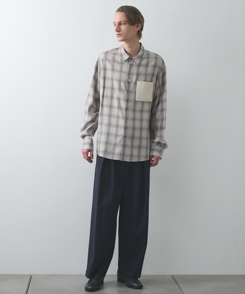 シャツ 「CULLNI」別注 Leather Pocket Check L/S Shirts メンズ