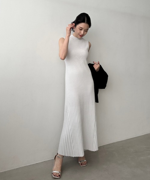 「anuans」 ニットワンピース MEDIUM ベージュ レディース_画像3