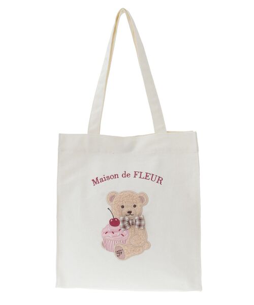 Maison de FLEUR トートバッグ ベア刺繍スクエアトートバッグ