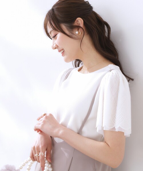 「couture brooch」 半袖カットソー 36 オフホワイト レディース_画像6