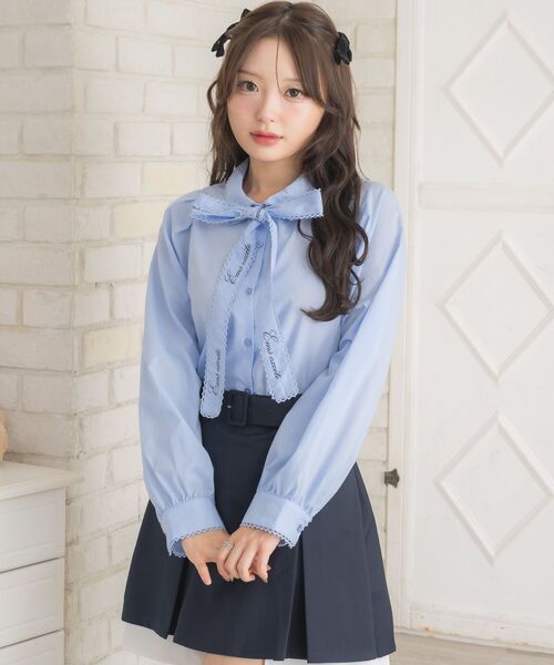 Emsexcite（エムズエキサイト） ブラウス シャツ ロゴ入ボウタイBL