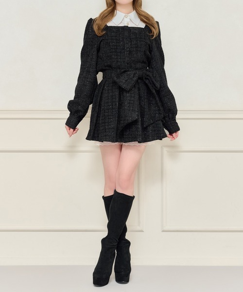 apres jour LSリボンセットトップス ミニスカート ブラックツイード apres jour（アプレジュール） スカート 「セット着用可能」アソート