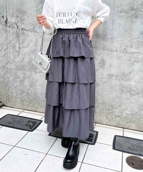 INGNI（イング） フリルスカート FREE グレー レディース : ZOZOTOWN