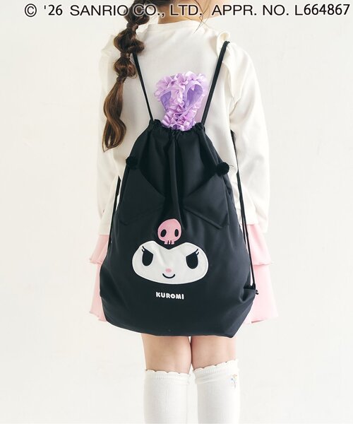 パーキングデリバリー サンリオ コラボ　ナップサック　ブラック sanrio（サンリオ） リュック サンリオキャラクターズナップサック