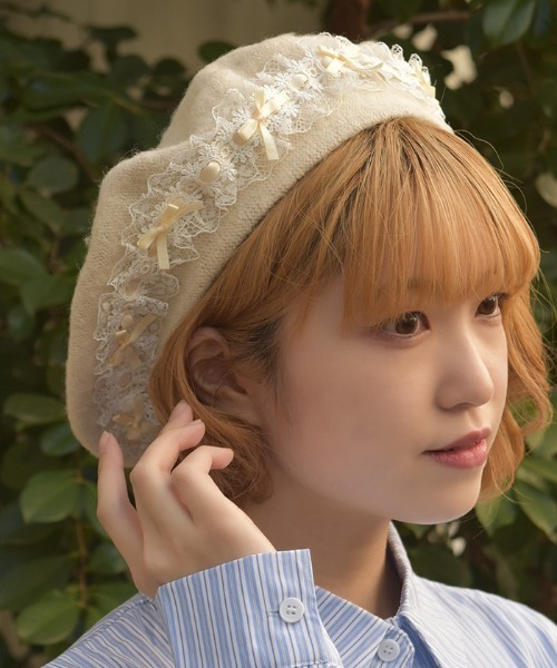axes femme（アクシーズ ファム） 帽子 ハット はしごレースリボン 
